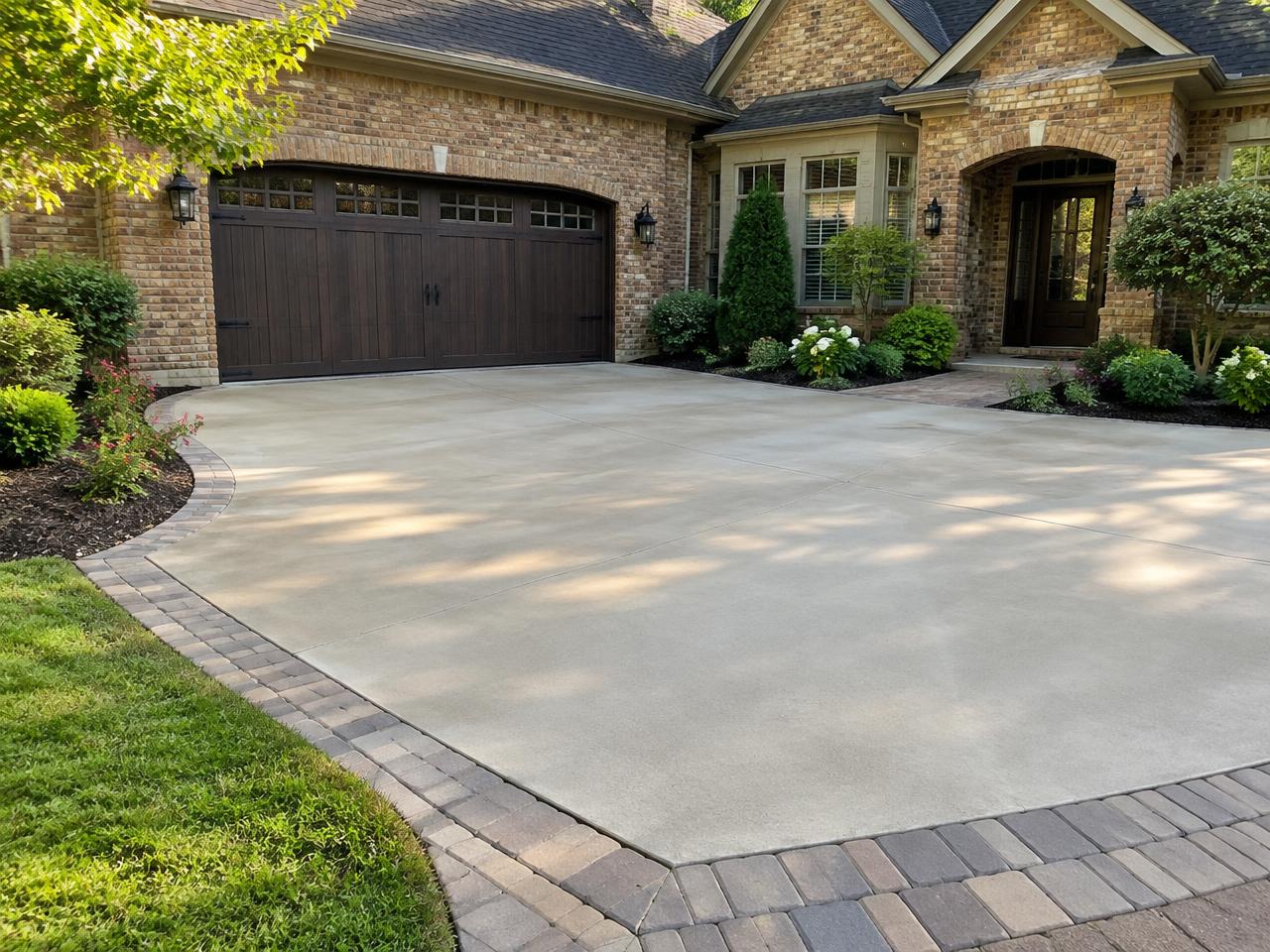 Clean concrete driveway and walkway at a Tallahassee home