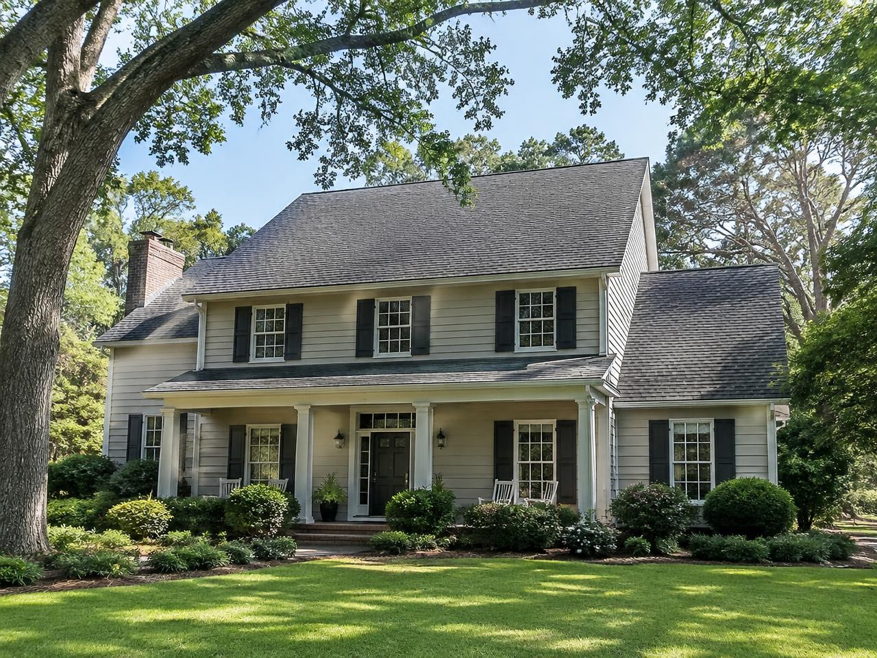 Residential roof after low-pressure soft washing